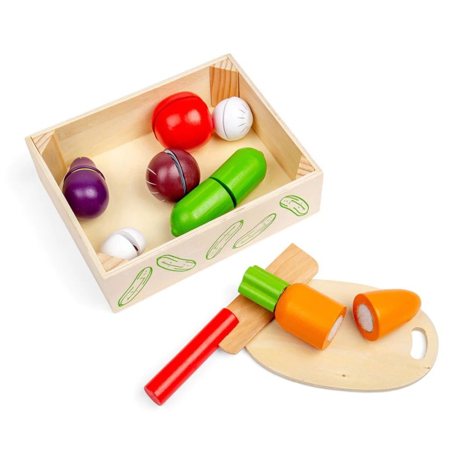 Wooden Toys Little Dreamers | Bigjigs Cutting Vegetables Crate