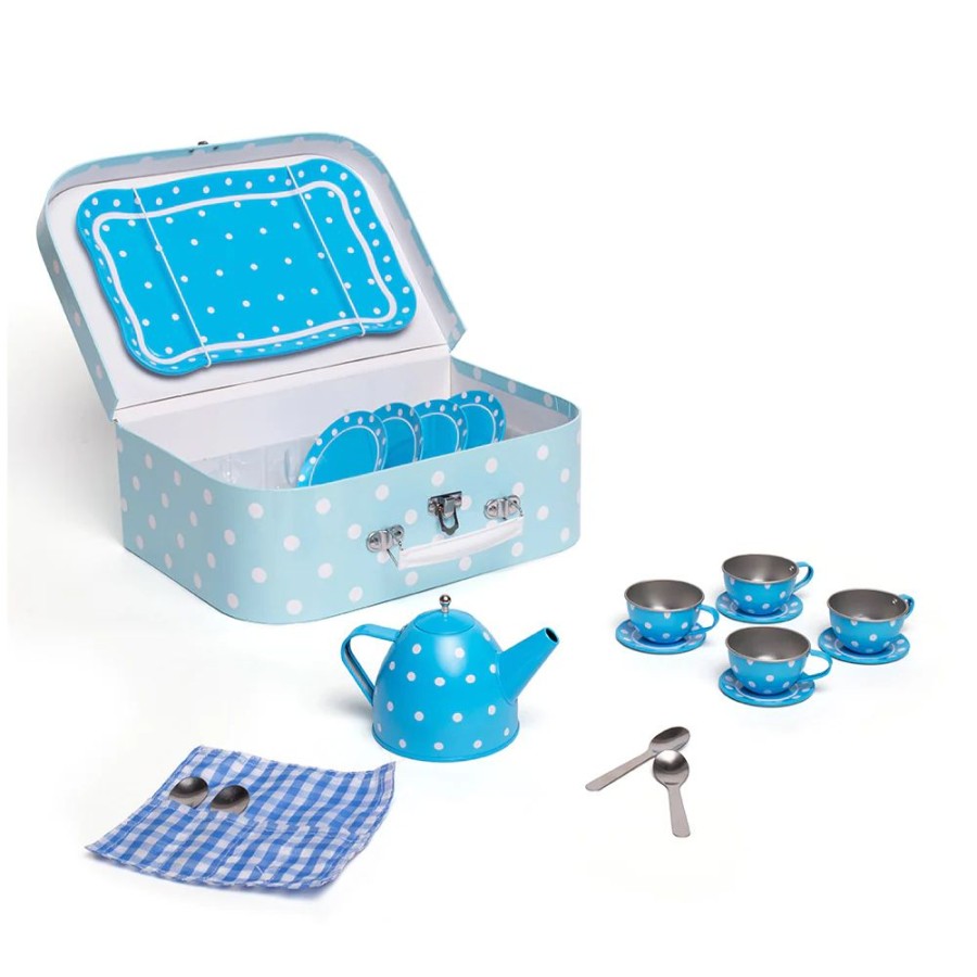 Wooden Toys Little Dreamers | Bigjigs Blue Polka Dot Tea Set