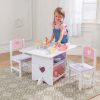 Wooden Toys Little Dreamers | Kidkraft Heart Table & Chairs With Storage Bins