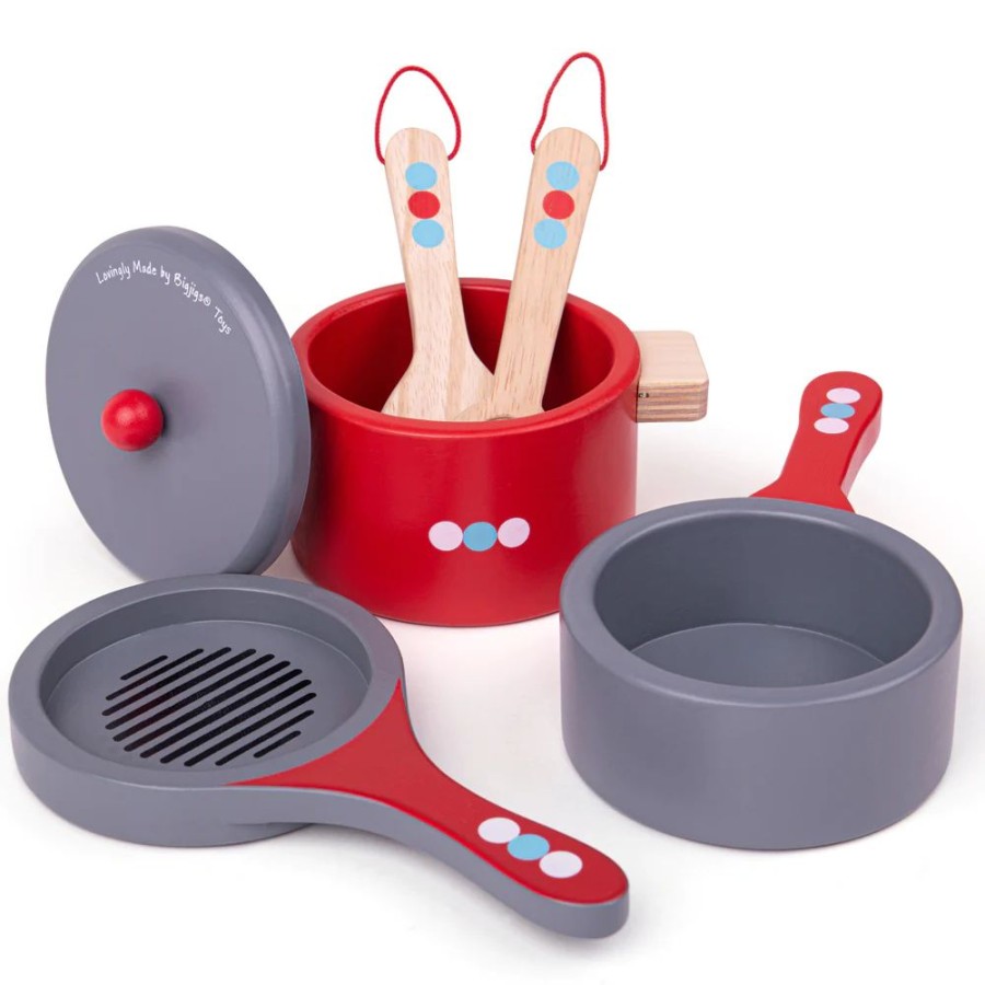 Wooden Toys Little Dreamers | Bigjigs Cooking Pans