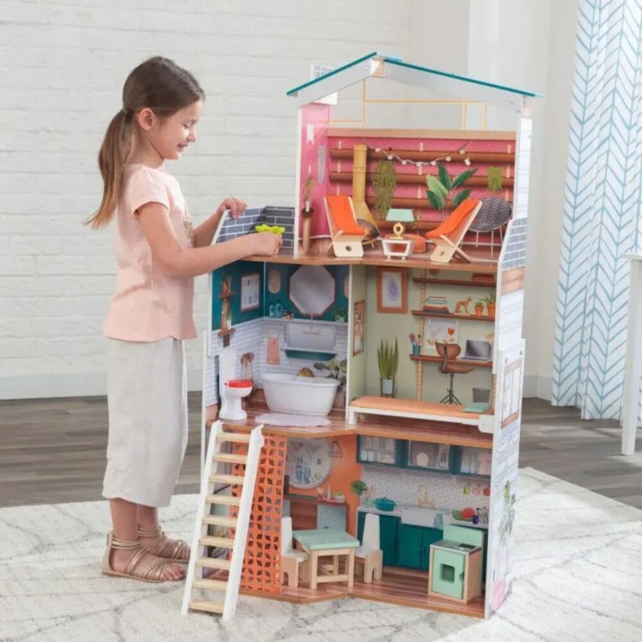 Wooden Toys Little Dreamers | Kidkraft Marlow Dollhouse With Ez Kraft Assembly