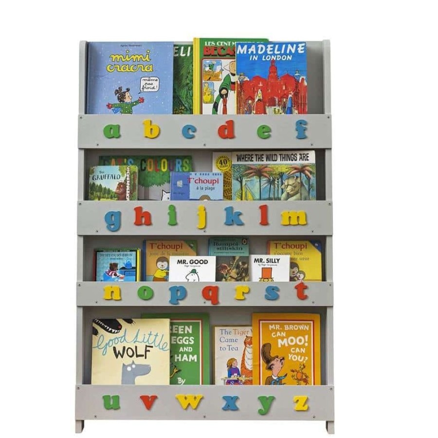 Accessories Little Dreamers | Tidy Books Bookcase With Letters / Pale Grey