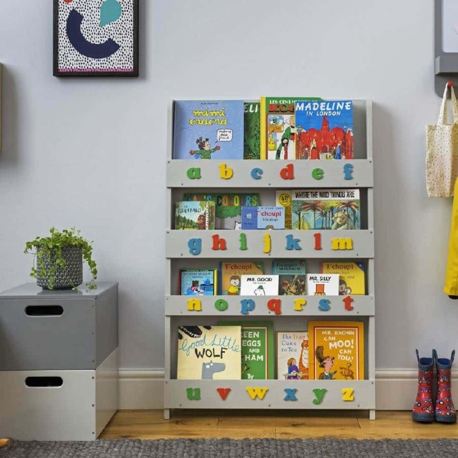 Accessories Little Dreamers | Tidy Books Bookcase With Letters / Pale Grey