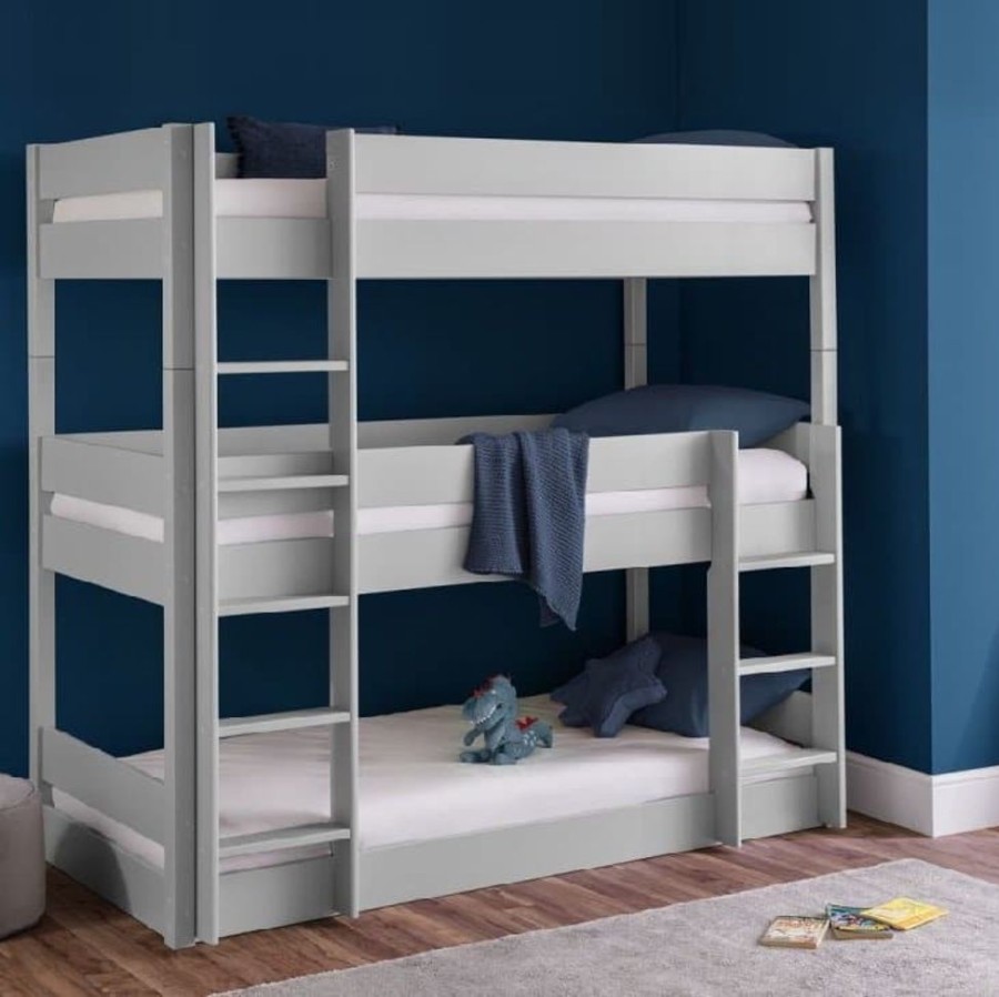 Kids Rooms Little Dreamers | Trio Bunk Bed Dove Grey