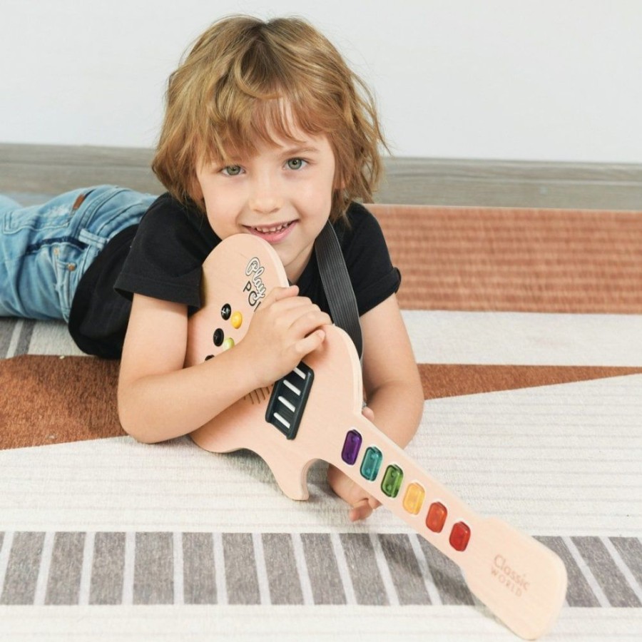 Wooden Toys Little Dreamers | Classic World Light Up Wooden Electric Guitar