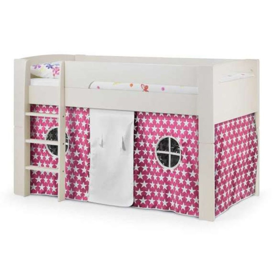 Kids Rooms Little Dreamers | Pluto Midsleeper Stone White - Pink Stars Tent