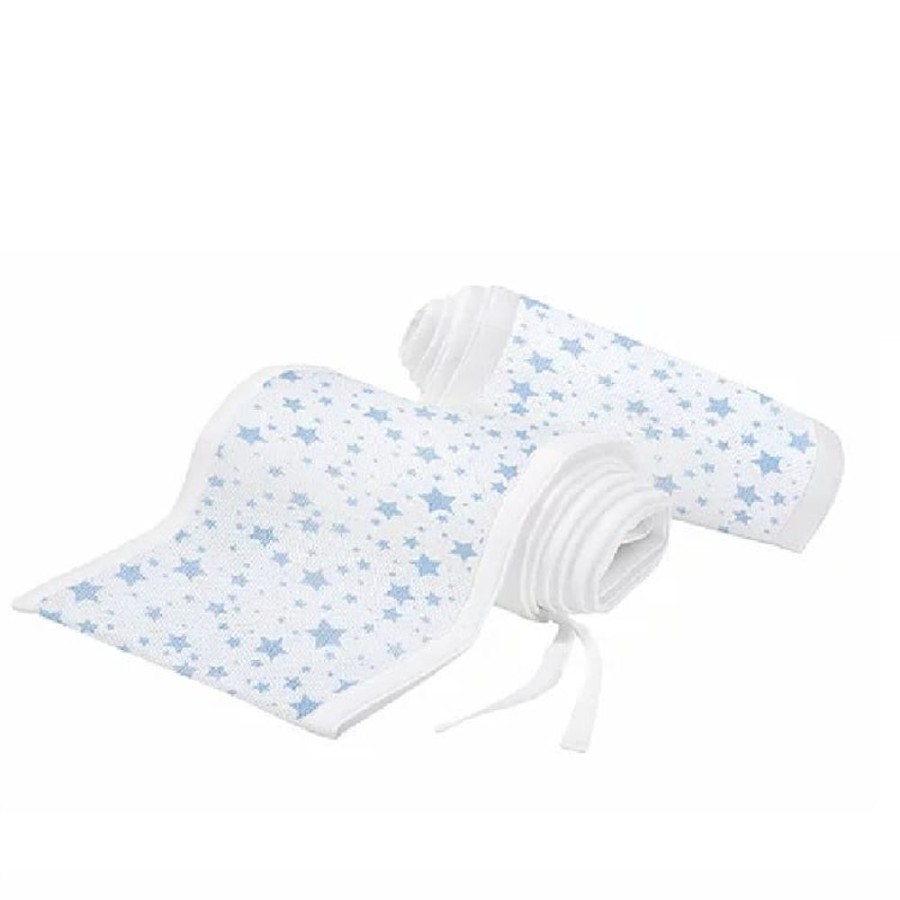 Accessories Little Dreamers | Breathablebaby Cot/Cotbed Bumper 2 Sided Blue Stars