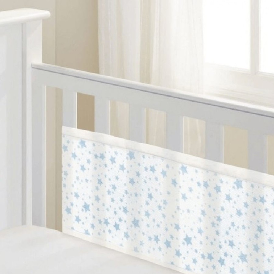 Accessories Little Dreamers | Breathablebaby Cot/Cotbed Bumper 2 Sided Blue Stars