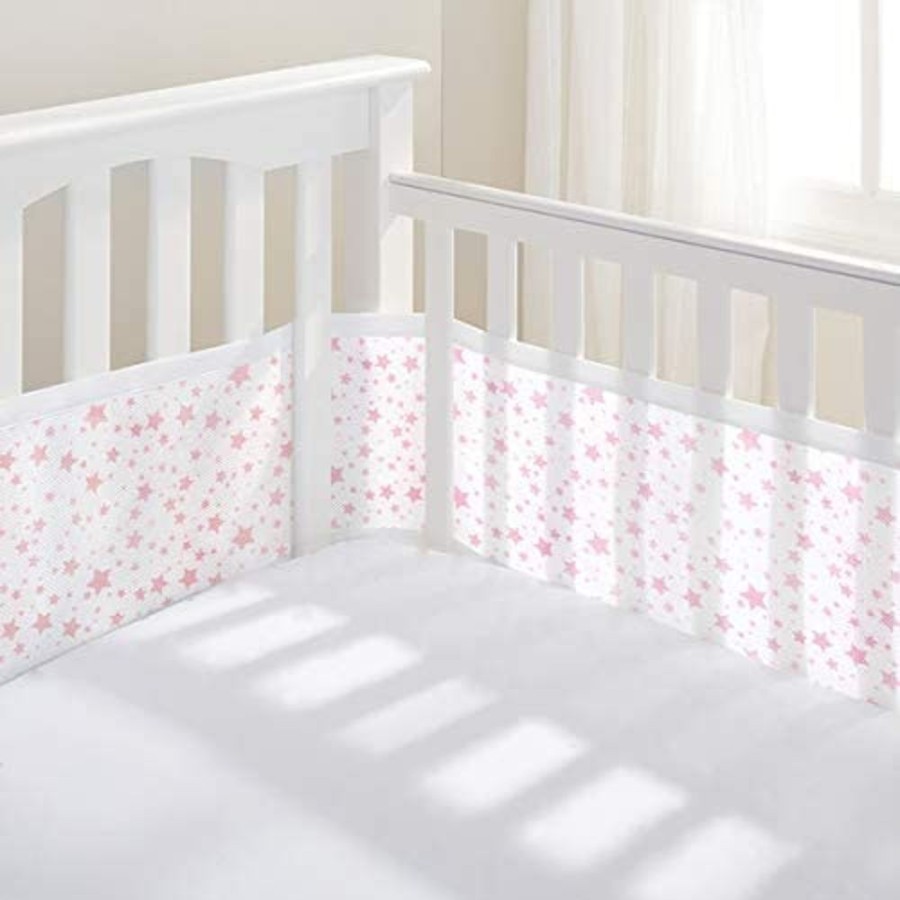 Accessories Little Dreamers | Breathablebaby Cot/Cotbed Bumper Pink Stars