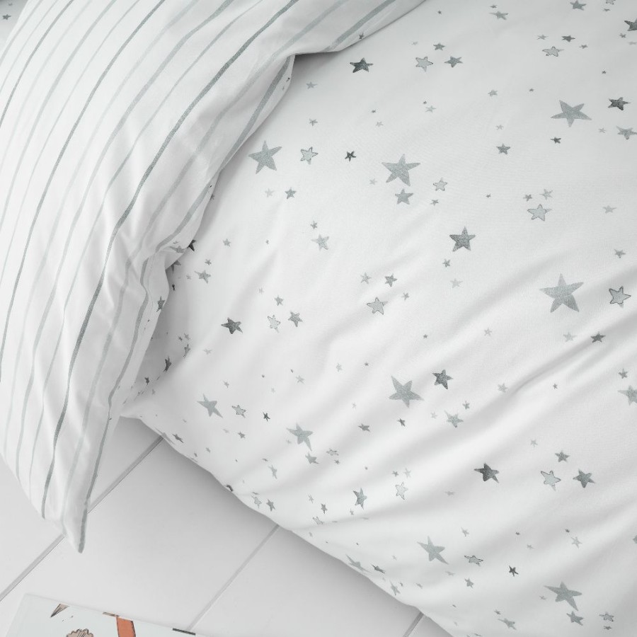 Accessories Little Dreamers | Grey & White Stars Toddler Duvet Set