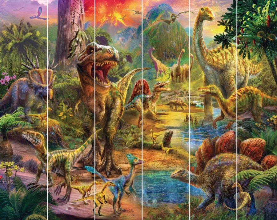 Accessories Little Dreamers | Walltastic Landscape Of Dinosaurs Wall Mural