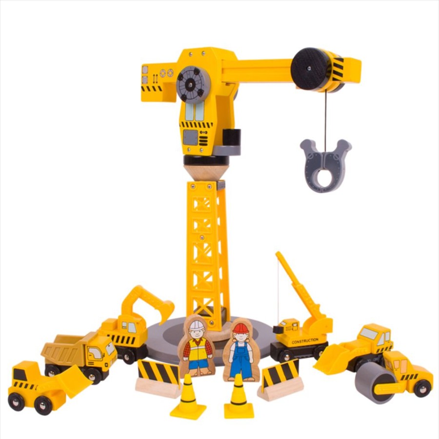 Wooden Toys Little Dreamers | Bigjigs Big Crane Construction Set