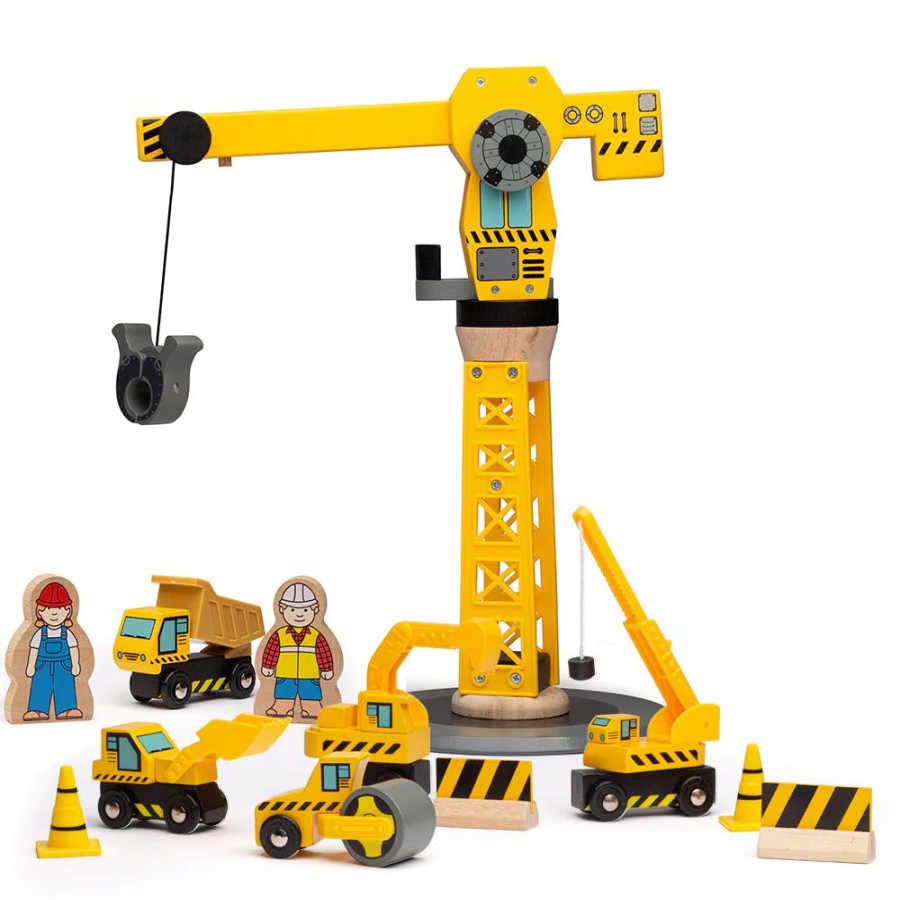 Wooden Toys Little Dreamers | Bigjigs Big Crane Construction Set