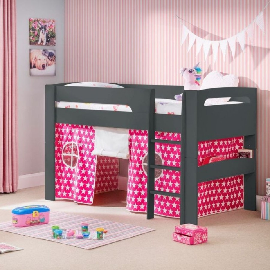 Kids Rooms Little Dreamers | Pluto Midsleeper Anthracite - Pink Stars Tent