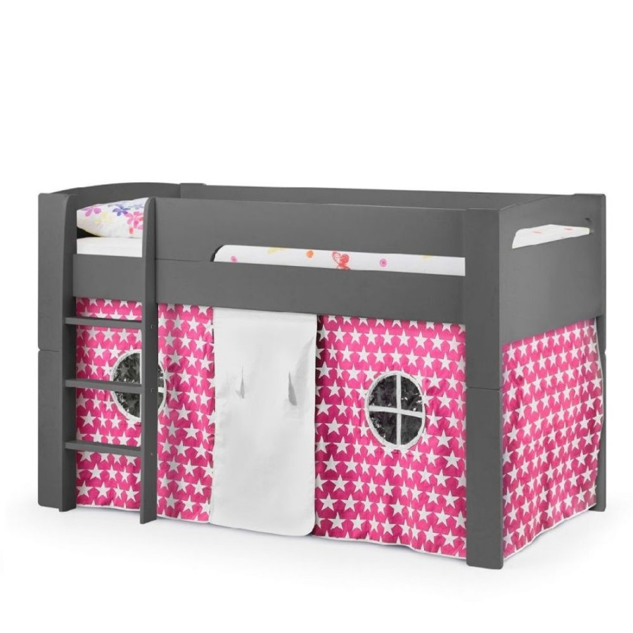 Kids Rooms Little Dreamers | Pluto Midsleeper Anthracite - Pink Stars Tent