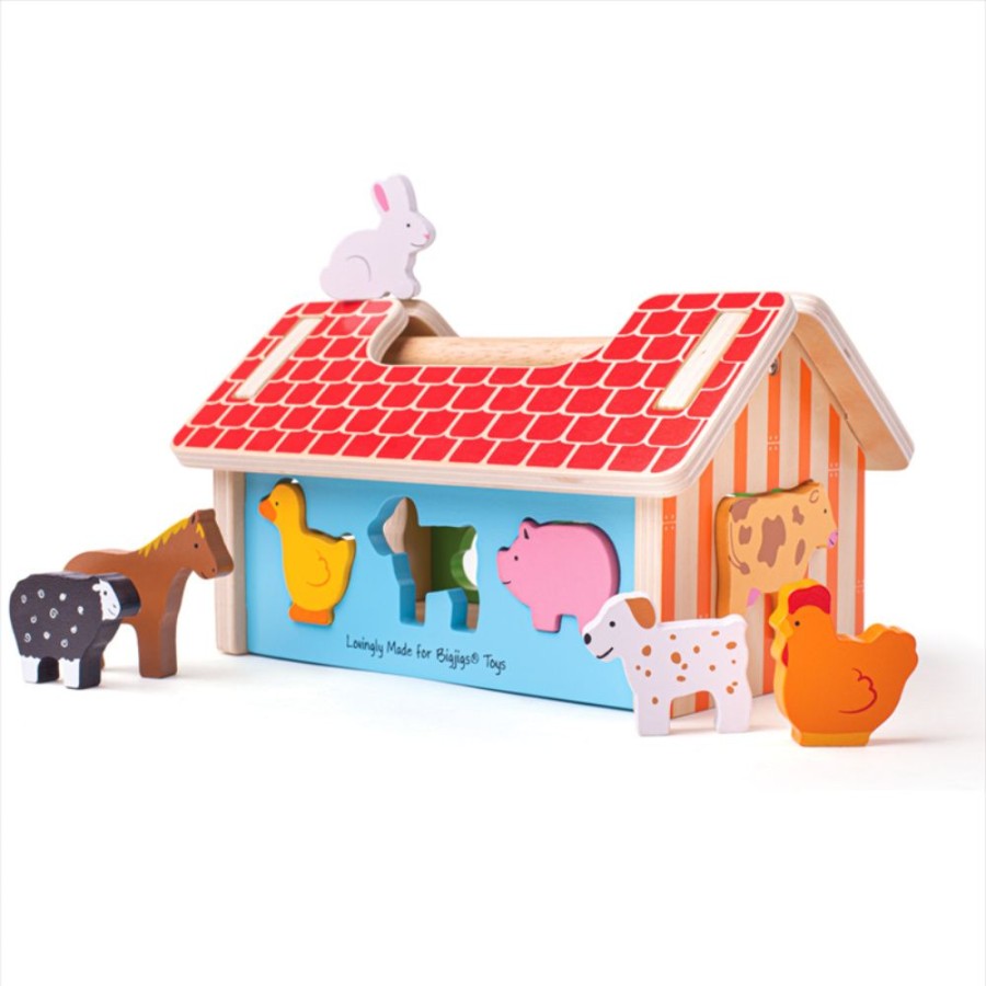 Wooden Toys Little Dreamers | Bigjigs Farmhouse Shape Sorter