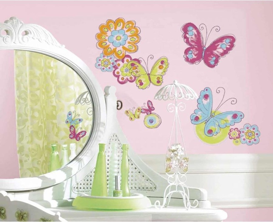 Accessories Little Dreamers | Roommates Brushwork Butterfly Stickers