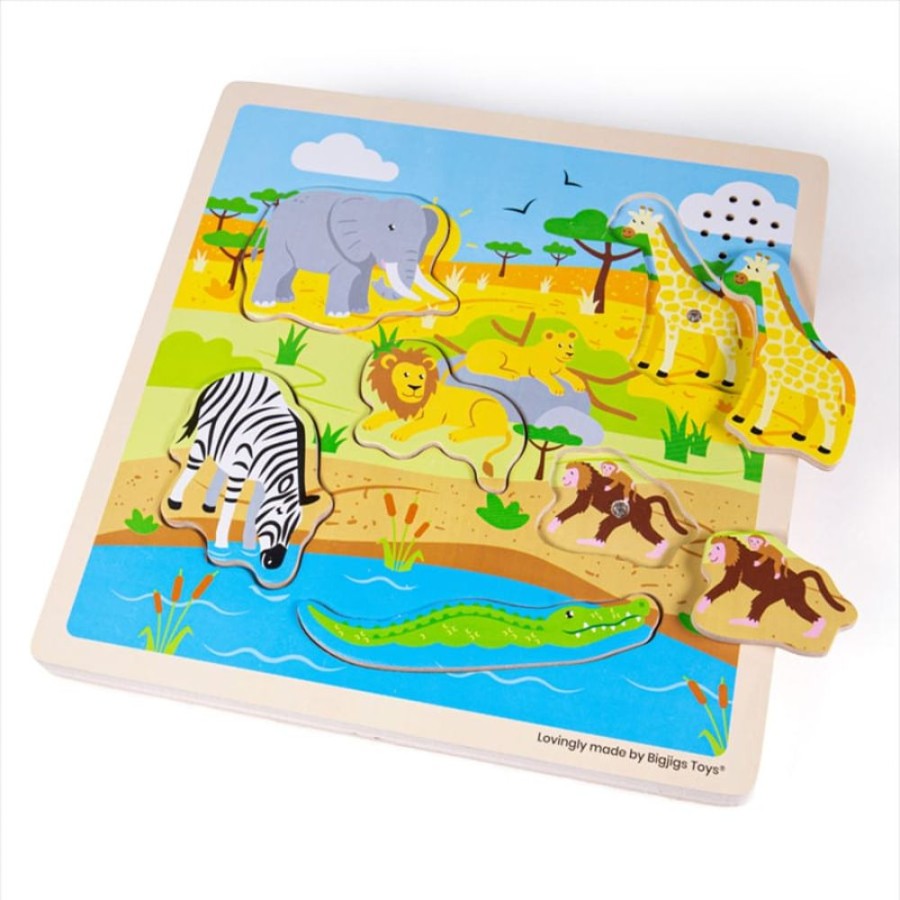 Wooden Toys Little Dreamers | Bigjigs Sound Puzzle - Safari