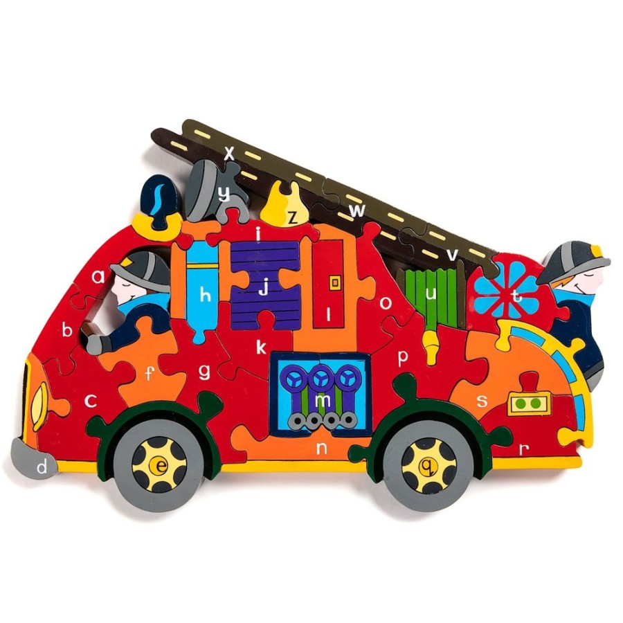 Wooden Toys Little Dreamers | Alphabet Jigsaw Fire Engine